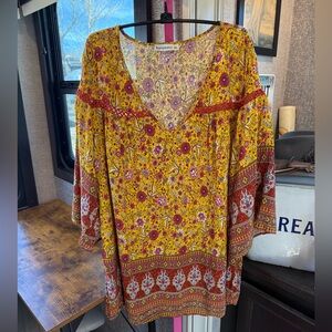 Rusttydustty Floral Bohemian Tunic viscose material boho spring Top 3X